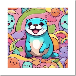 rainbow otter Posters and Art